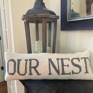 Cream and Gray 'Our Nest' Decorative Pillow